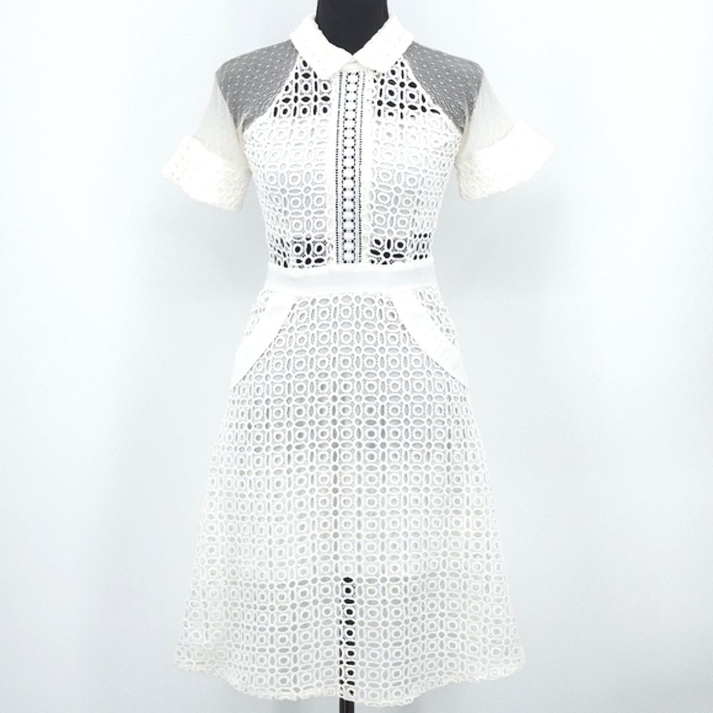 Little Star Korean Dress Womens Size XS White Lace Mesh Coquette Feminine Demure